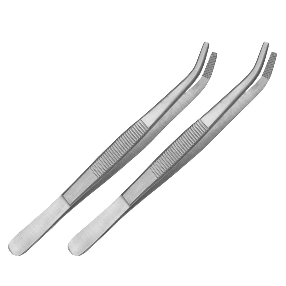 May - Set - 2 x Technische Pinzette gebogen - 14 cm - Modellbau Pinzette - Elektriker Pinzette - Ind