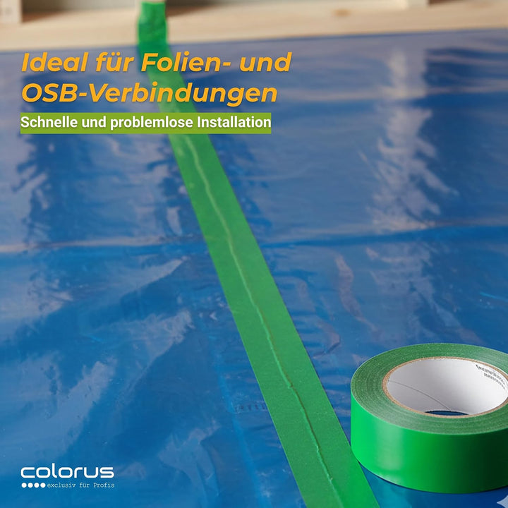 4 x Colorus Dampfsperrklebeband aggressiv klebend 50 mm x 25 m | Folienklebeband für Dampfbremse | D