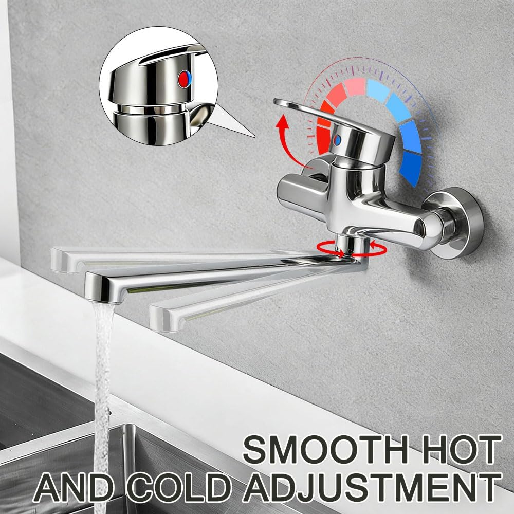 Wasserhahn Wandmontage Wasserhahn 360 Grad Drehbar Wandarmatur für Spülbecken Wall Mounted Tap Drehb
