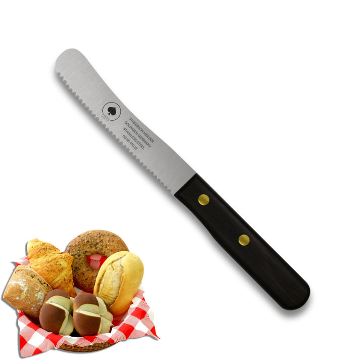 PIKAS - Solingen Messer mit Wellenschliff, Thermonuss Holzgriff, Premium Buckelmesser, Küchenmesser,