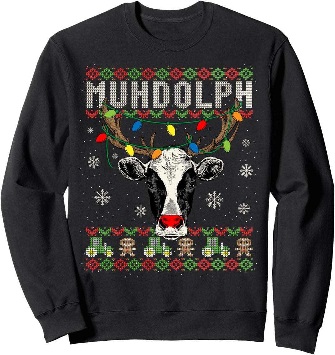 Lustiges Muhdolph Ugly Christmas Weihnachten Kühe Rentier Sweatshirt