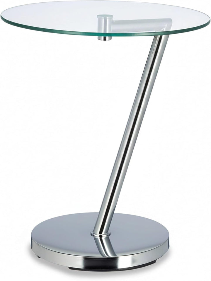 Relaxdays Glas u. Chrom, runder Beistelltisch f. Kaffee Tee, Ablage f. Garten HxBxT: 52 x 45 x 45 cm