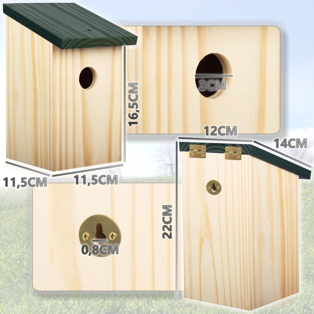 2er Set Nistkasten Nisthöhle für kleine Vögel Meisen aus Massiv - Holz
