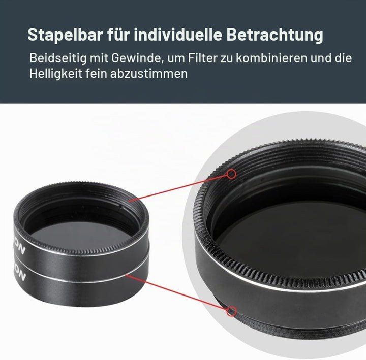 Celestron 94119-10 lunares und planetares Okular-Filterset, 4 Stück - Mit sattem Gelb (12), Orange (