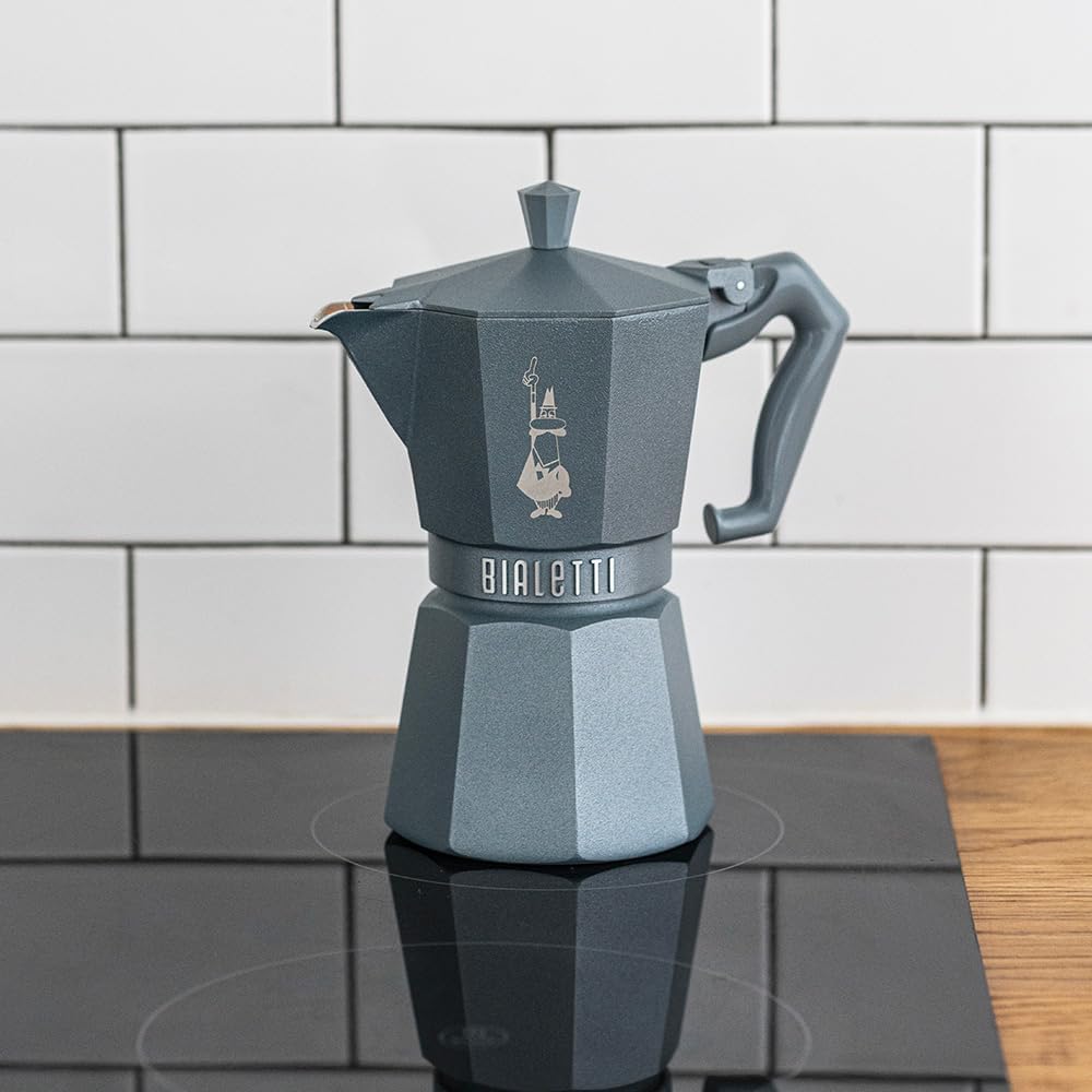 Bialetti Moka Exclusive Octagonal Induction 6 Tassen – Espressokocher aus Aluminium und Stahl, Silbe