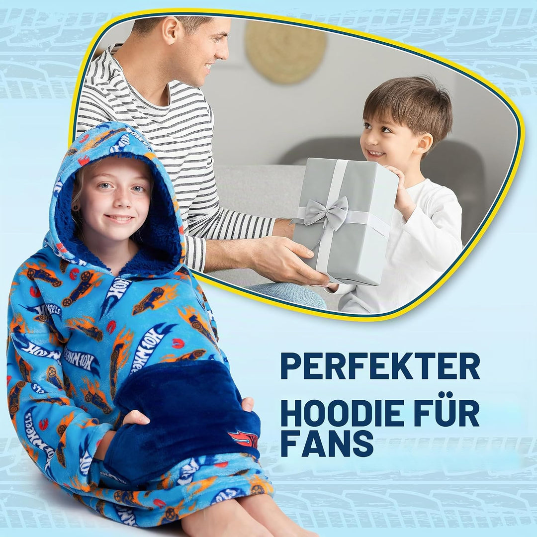 Hot Wheels Übergrosse Kapuzenpullover Kinder Jungen und Mädchen Oversized Hoodie Blanket