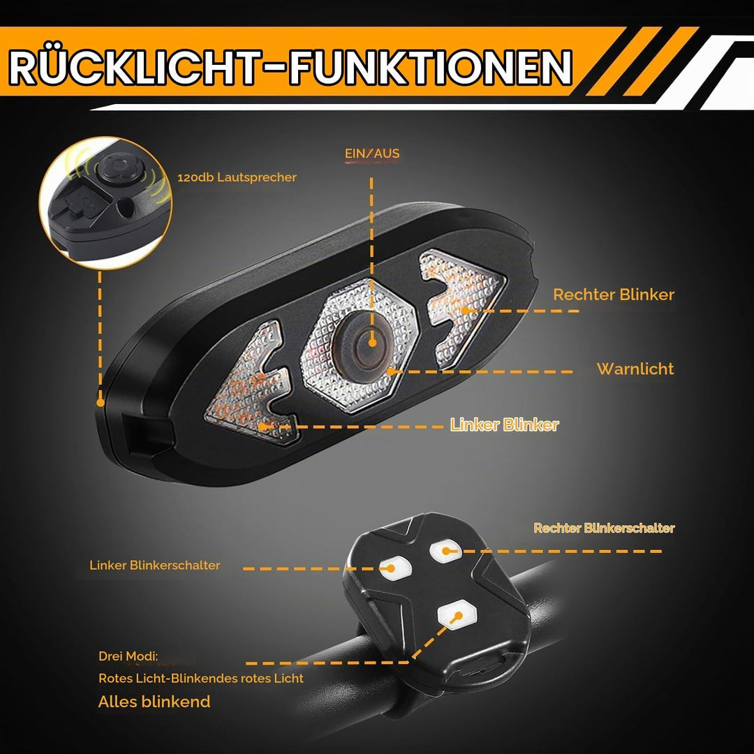 Fahrrad Blinker mit Fernbedienung LINISME Fahrrad Hecklicht Wasserdichtes Fahrradrücklicht mit 120db