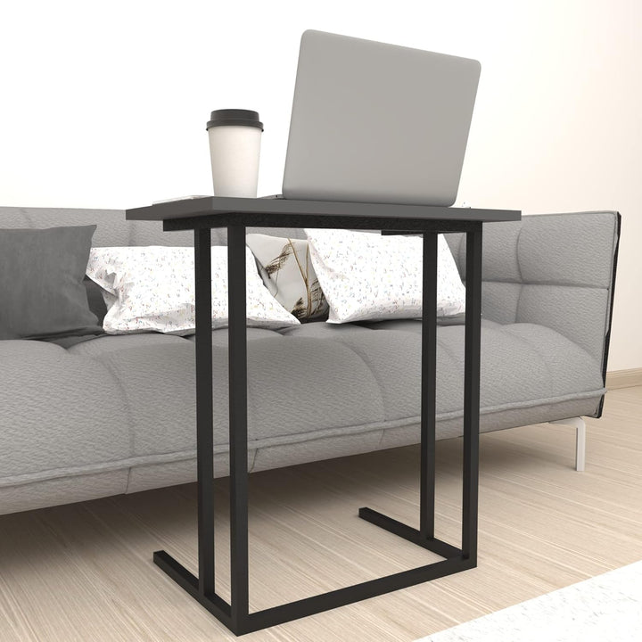 [en.casa] Laptoptisch Högsby Beistelltisch in C-Form Coffeetisch mit Metallgestell Sofatisch für Woh