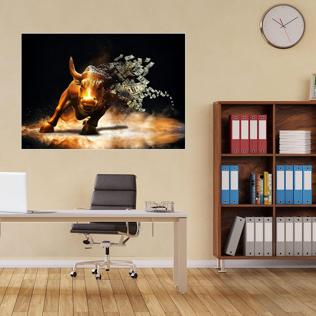 wandmotiv24 Poster als Wanddeko, Grösse Din A0, Goldener Stier, Dollar, Geldscheine, Geld, Tier, Mod