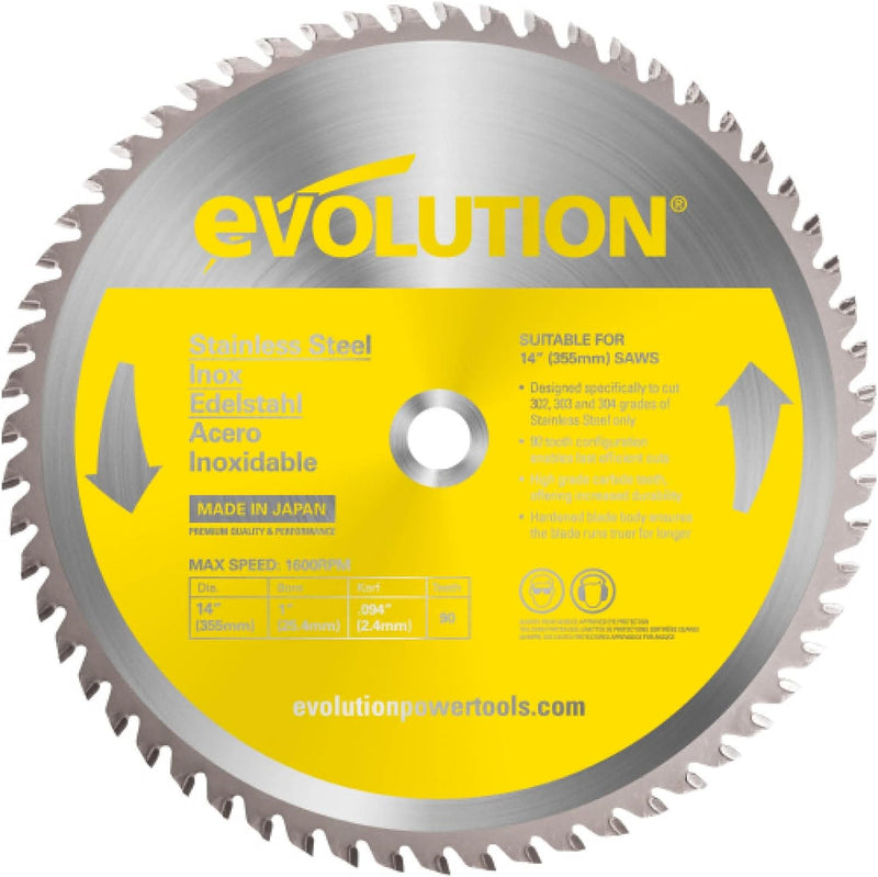 Evolution (S355TCT-90CS) - 355 mm Sägeblatt zum Schneiden von Edelstahl - Metall-Sägeblatt mit Hartm