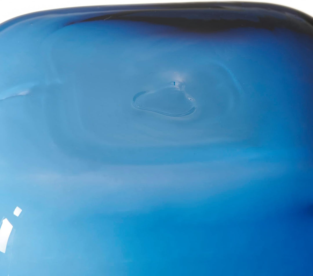 Leonardo Milano, Blumenvase aus blau gefärbtem Glas, handgefertigte Glasvase in modernem Design, Höh