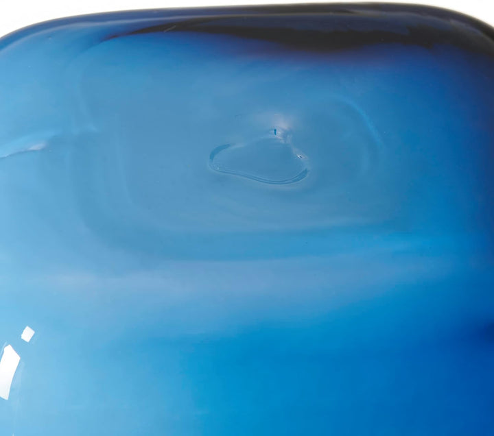 Leonardo Milano, Blumenvase aus blau gefärbtem Glas, handgefertigte Glasvase in modernem Design, Höh