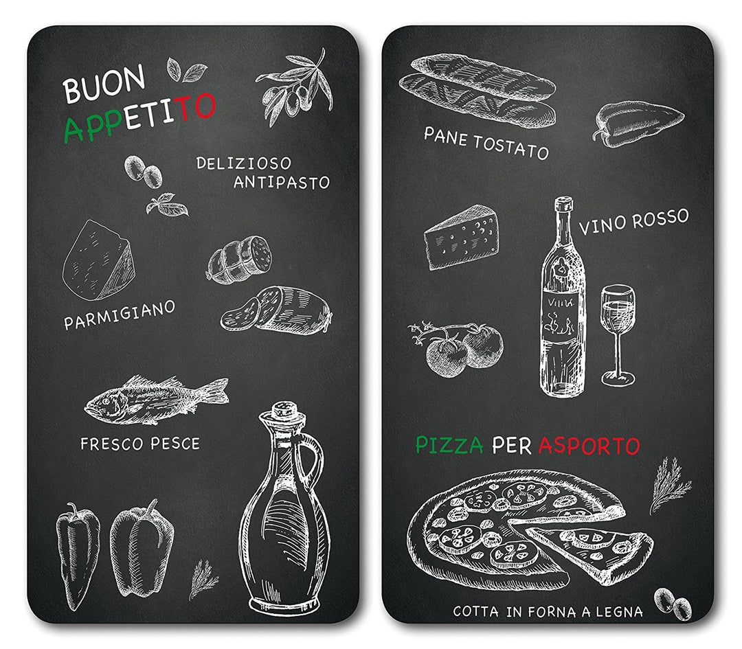 Kesper | Multi-Glasschneideplatte 2er Pack, Material: Glas, Masse: 52 x 30 x 0.5 cm, Motiv: Ristoran