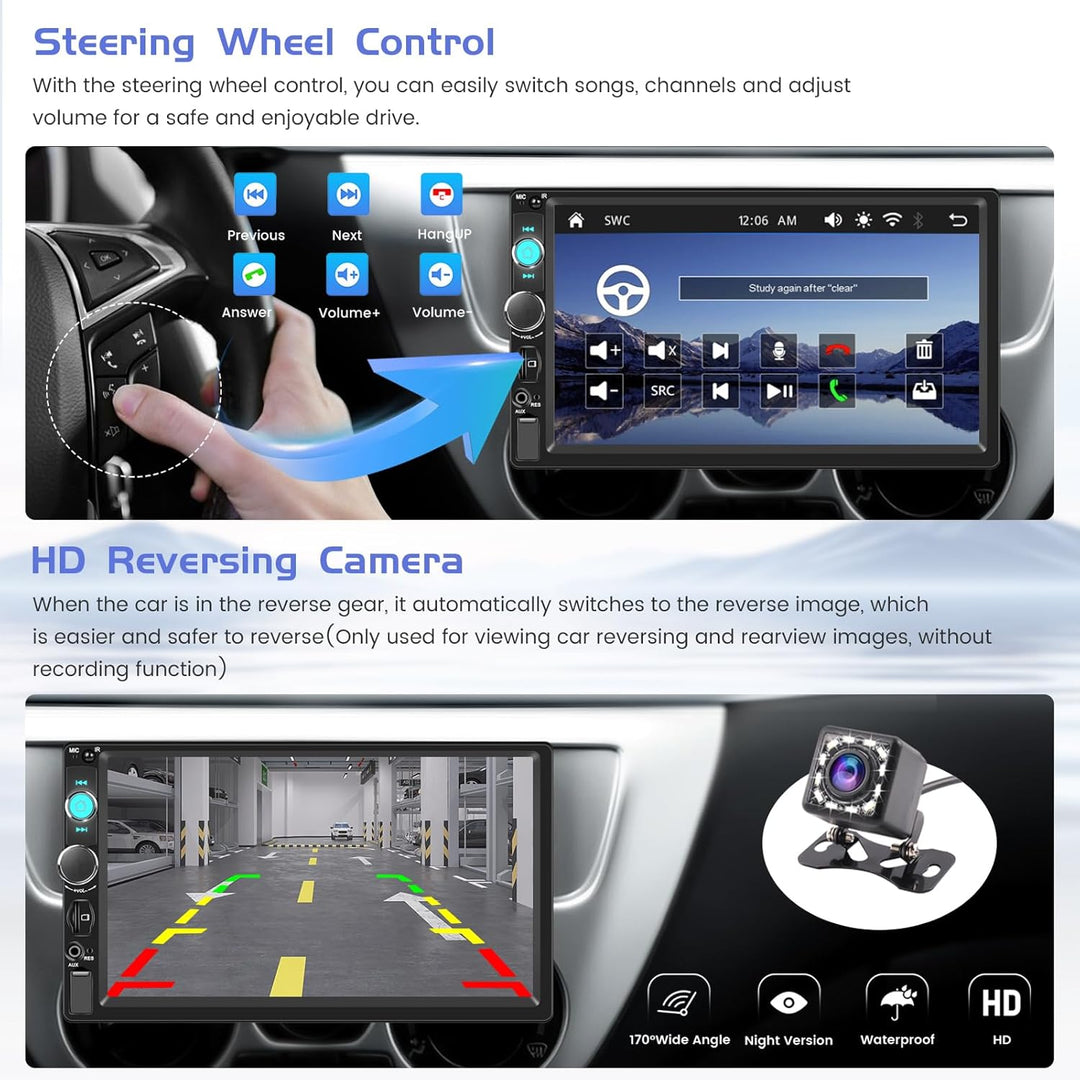 Hikity 1 Din 7 Zoll HD Touchscreen Auto Radio Kompatibel mit Apple CarPlay Android Auto,Autoradio mi
