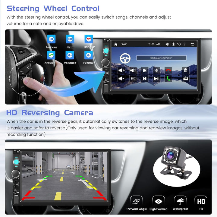 Hikity 1 Din 7 Zoll HD Touchscreen Auto Radio Kompatibel mit Apple CarPlay Android Auto,Autoradio mi