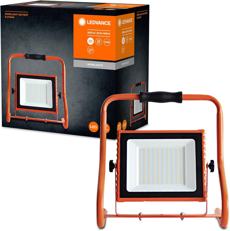 LEDVANCE Worklight - LED Stableuchte 10W mit Akku, Strahler mit 4000K kaltweiss, 800 Lumen, LED Werk