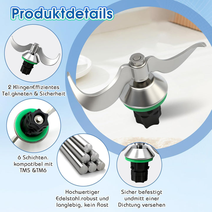 Teigmesser für Thermomix TM7/TM6/TM5,Edelstahl-Teigmischmesser,Kein Teig-Rückstand,Ersatzteile für T