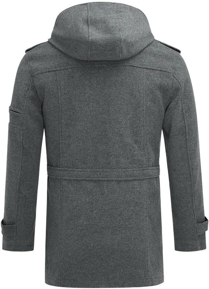 YOUTHUP Mantel Herren Wollmantel mit Kapuze Regular Fit Wolle Wintermantel Mittelange Winter Herrenm