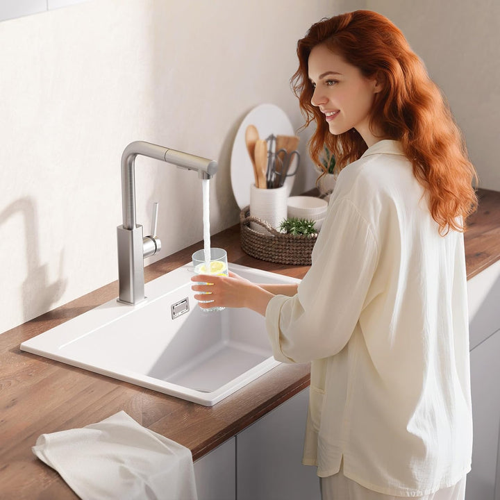 CECIPA Küchenarmatur Ausziehbar, Spültischarmatur mit Brause, Wasserhahn Küche Ausziehbar 2 Wasserst