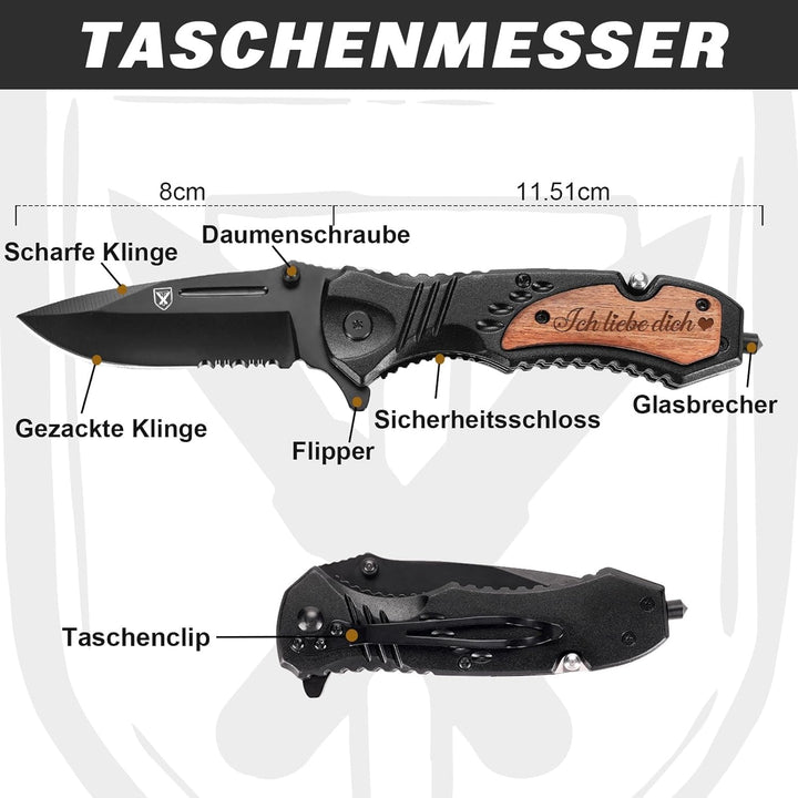 Multitool weihnachtsgeschenke Männer Papa – 21-in-1 Multifunktionsmesser mit Gravur „Ich liebe dich“