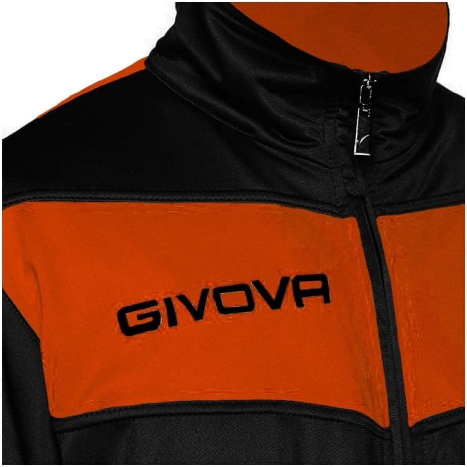 Givova TR018 Herren Visa Trainingsanzug, Mehrfarbig (schwarz/orange fluo), M