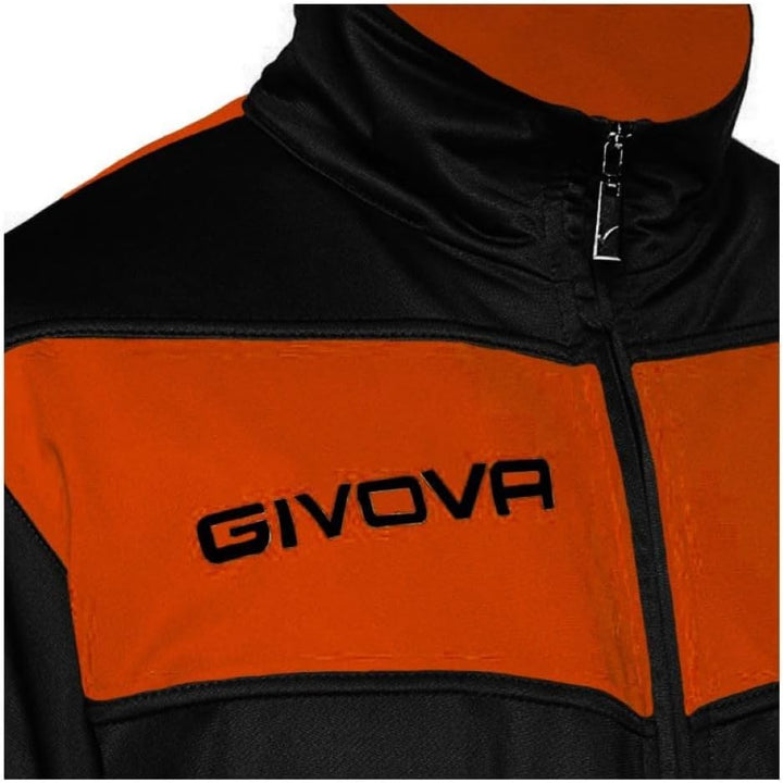 Givova TR018 Herren Visa Trainingsanzug, Mehrfarbig (schwarz/orange fluo), M