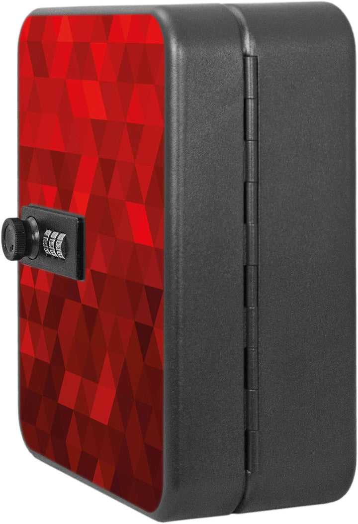 banjado® Burg-Wächter® abschliessbarer Schlüsselkasten mit Motiv Dreiecke Rot für 20 Schlüssel - Sch