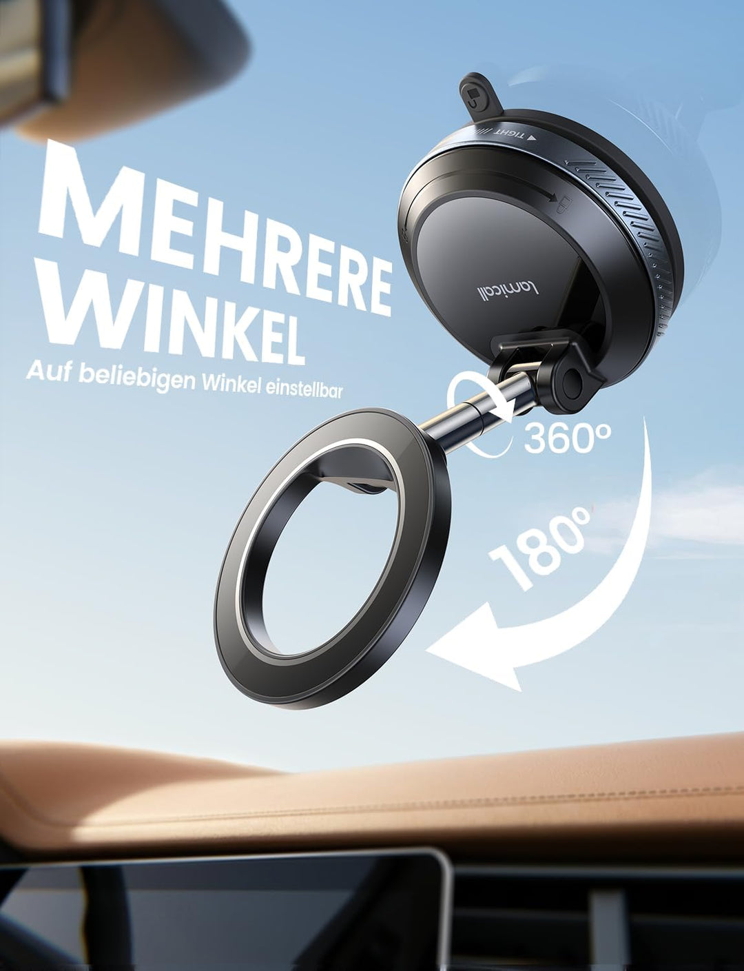 Lamicall Handyhalterung Auto Vakuum für MagSafe Autohalterung - [TOP Saugnapf] Handy Halterung Auto