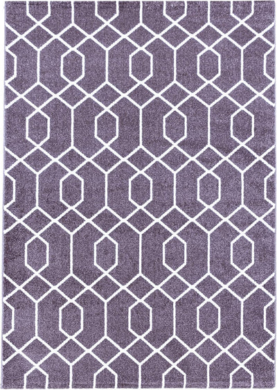 HomebyHome Teppich Wohnzimmer 80x150 cm Läufer Flur Violett Retro Linien Design - Schlafzimmer Teppi