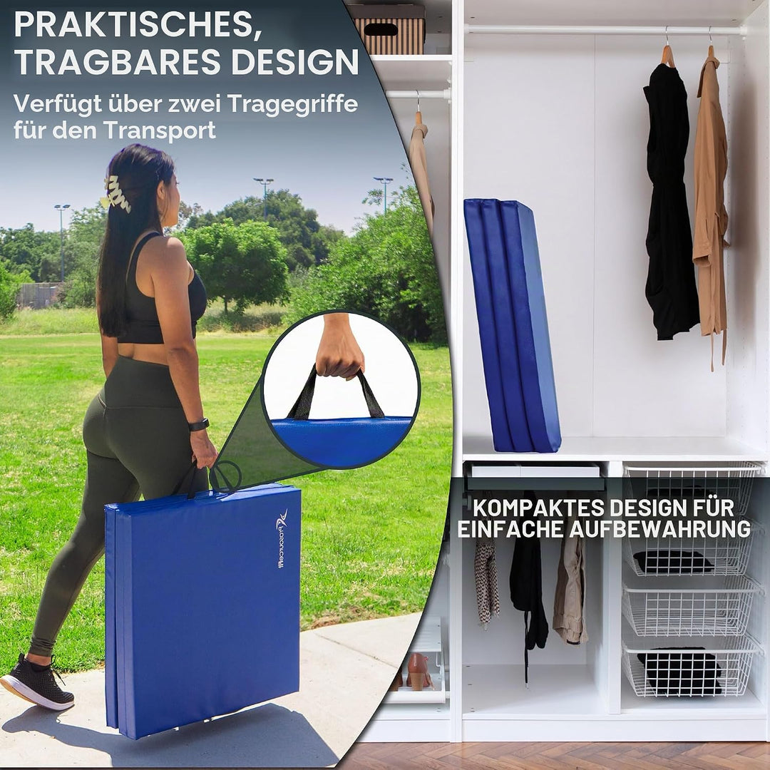 ProsourceFit Gymnastikmatte, dreifach faltbar, dick, mit Tragegriffen für Tumbling, MMA, Kampfsport,