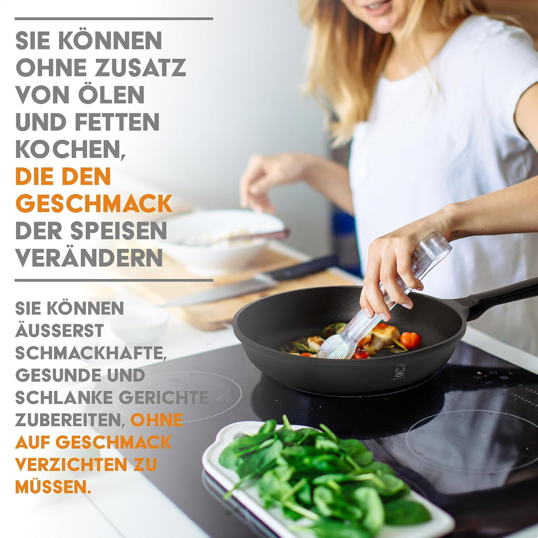 Stone&amp;Stone Tiefe Pfanne 28 cm (7,5 cm hoch) | Hochrandpfanne Induktionspfanne | Deutsche GREBLON C3