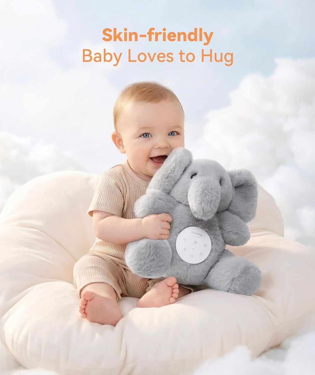 Dreamegg Einschlafhilfe Babys mit 21 Sounds & Aufnahmefunktion | Kuscheltier Baby mit Abnehmbares So