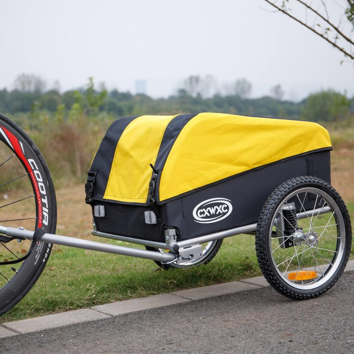 CXWXC Fahrradanhänger mit Stossdämpfer Grosser Laderaum bis 120L Tragkraft max. 88 Pfund/40KG, Klapp