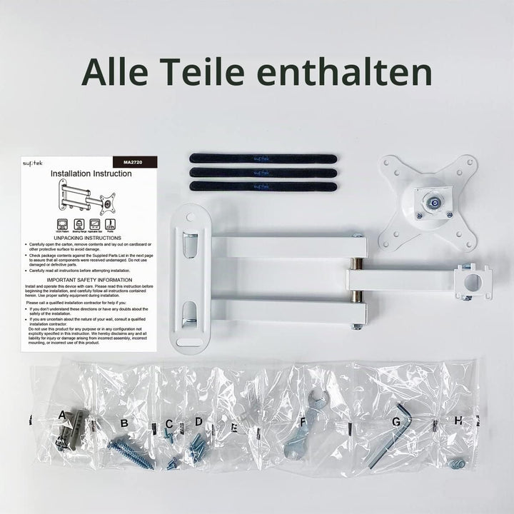 Suptek Fernseher Halterung, Schwenkbar für 15-32 Zoll VESA, TV Halterung bis zu 13Kg Weiss (MA2720W)