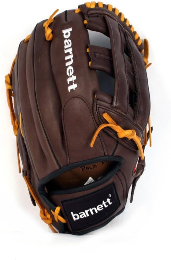 BARNETT GL-130 Baseball Handschuh, Echtleder, Wettkampf, Outfield & Softball 13", braun RH (für Link