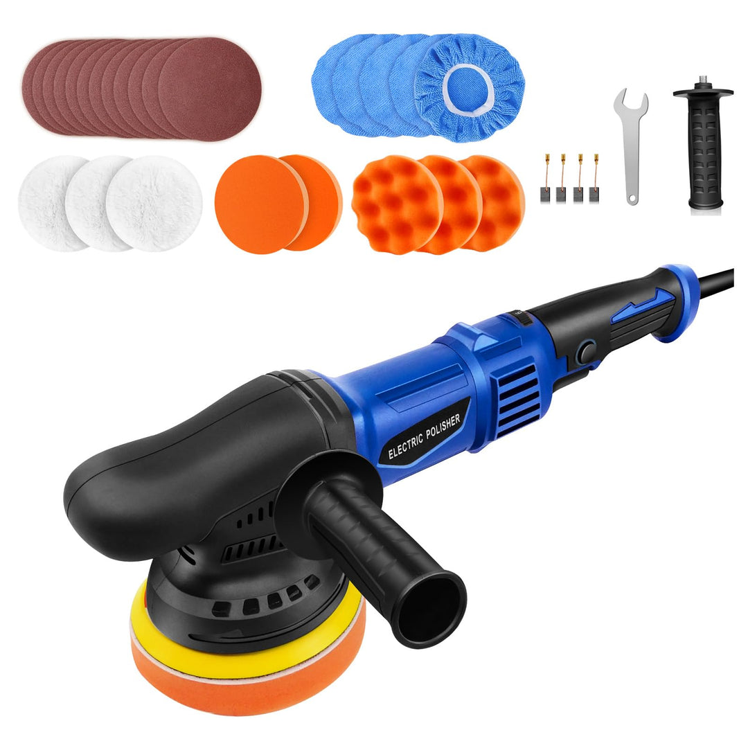 920W Dual Action Poliermaschine 120mm Random Orbital Polierer mit 6 Geschwindigkeiten, 2m Netzkabel,