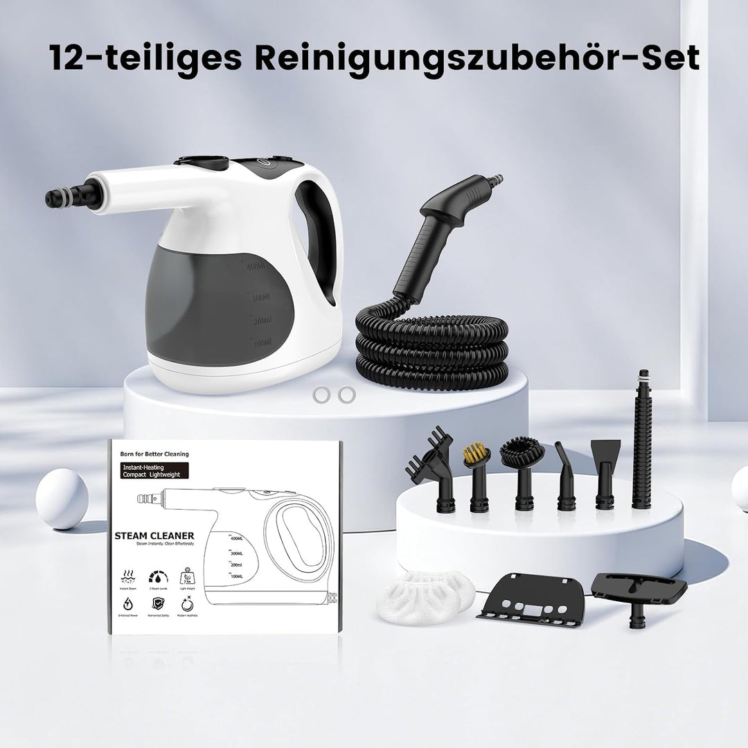 Granarbol 400ml Dampfreiniger-Handgerät, Leicht, 15s Schnellheizung Schwarz, Schwarz