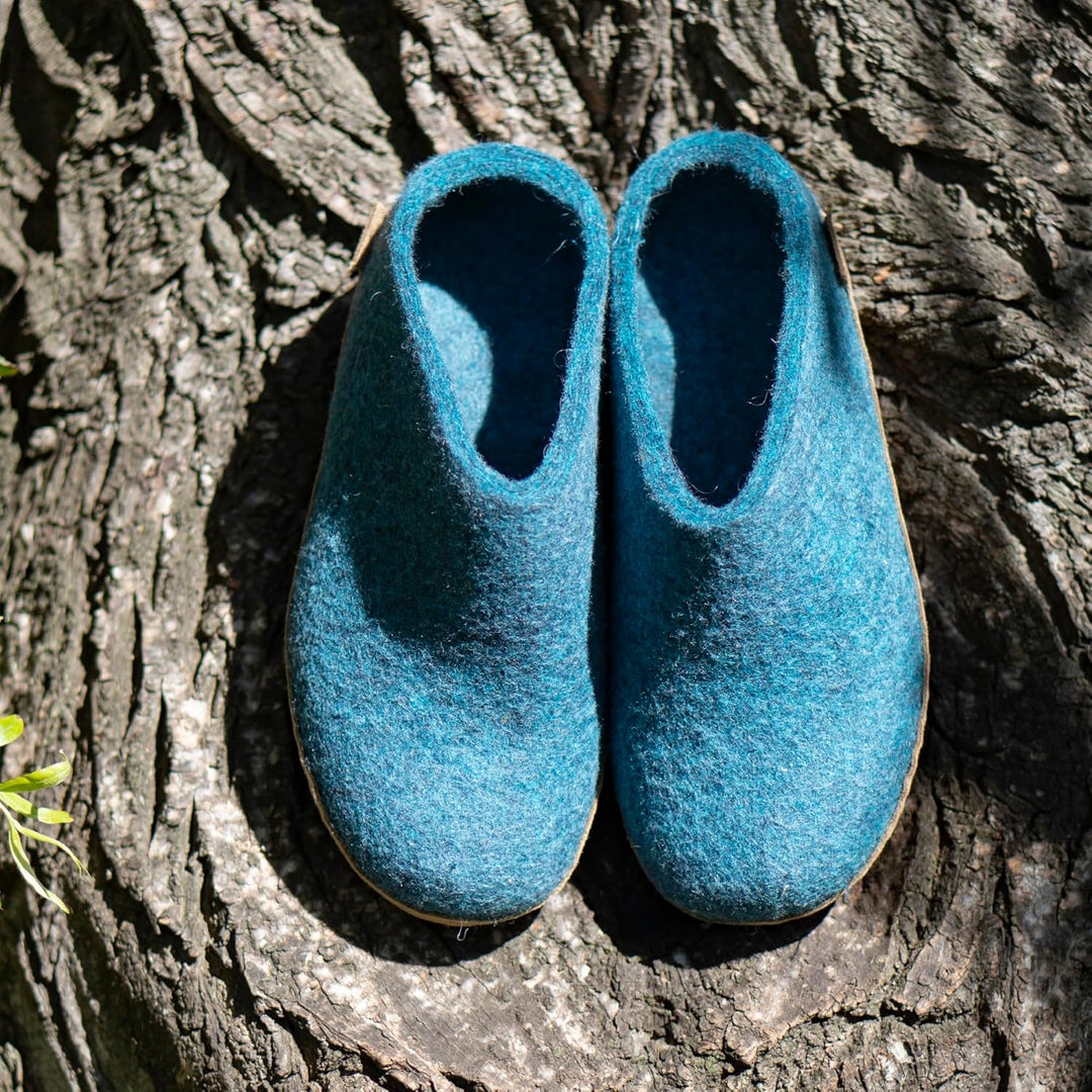 glerups dk A Shoes Unisex - Erwachsene Filz-Hausschuh,Huettenschuhe,Ledersohle 43 EU Türkis Petrol,