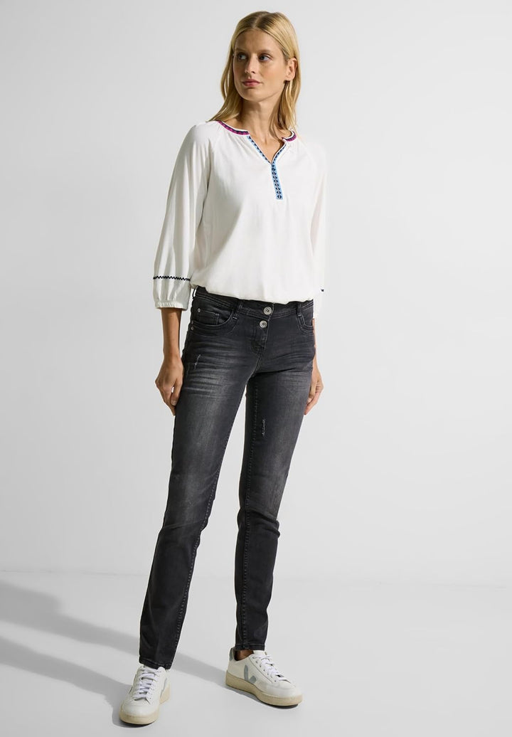 Cecil Damen Jeanshose Loose Fit 26W / 32L Authentic Black Wash, 26W / 32L Authentic Black Wash