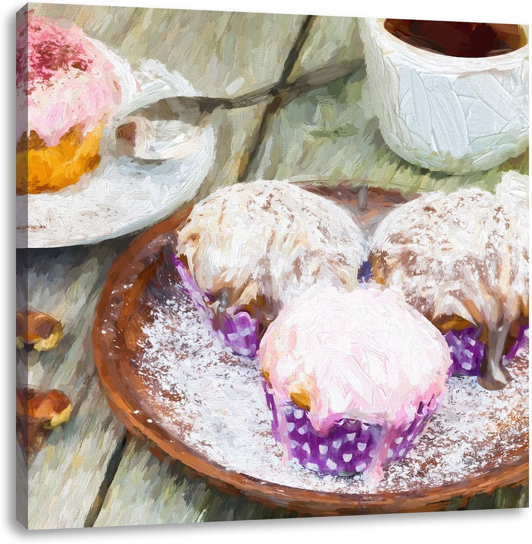 Pixxprint Köstliche Cupcakes als Leinwandbild/Grösse: 70x70 cm/Wandbild/Kunstdruck/fertig bespannt,