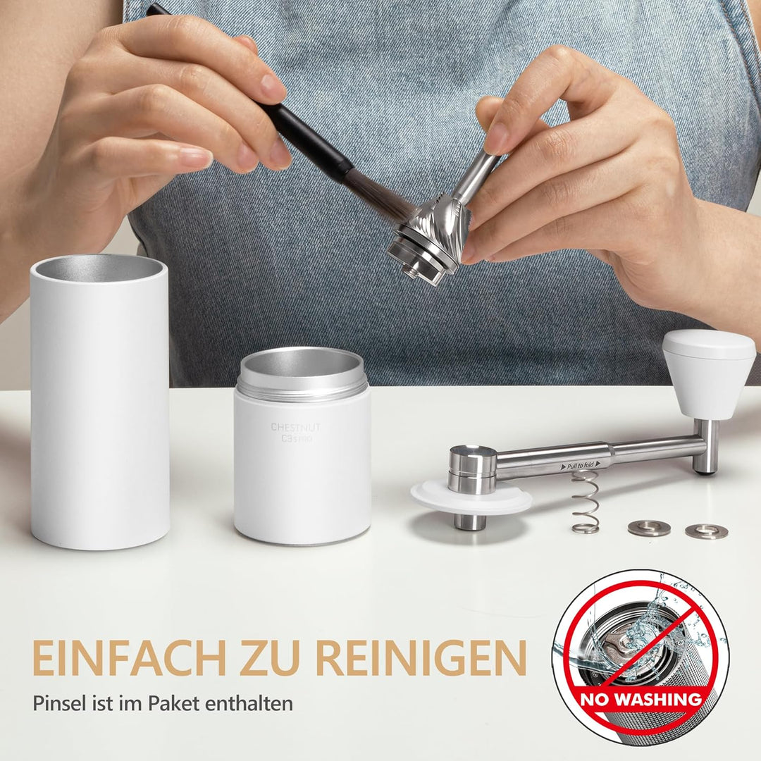 TIMEMORE Chestnut C3s PRO, manuelle Kaffeemühle, Upgrade integriertes Ganzmetallgehäuse, Edelstahl S