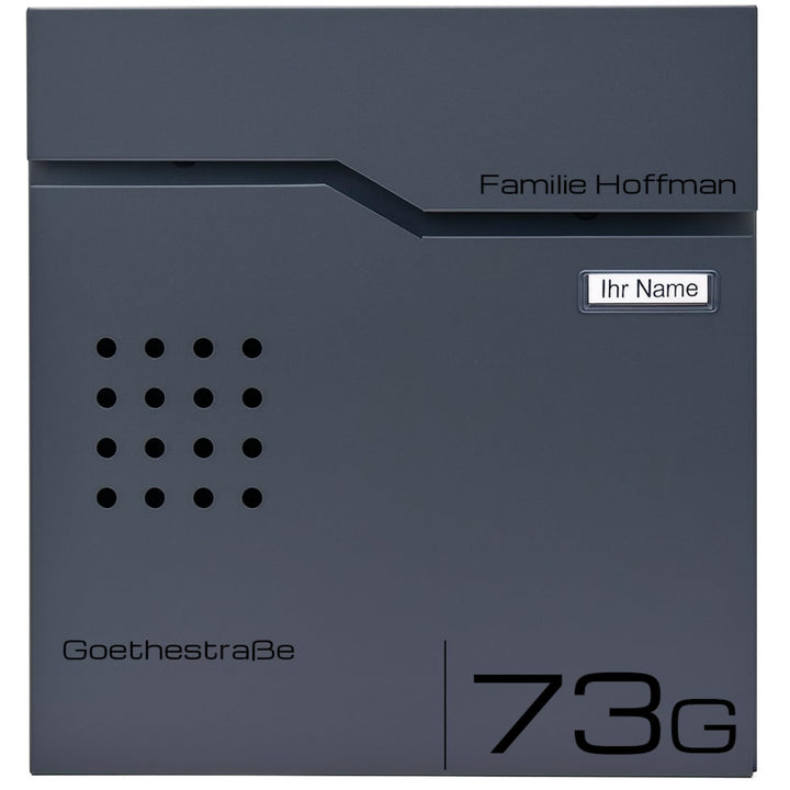 Verda Designer Personalisierter Briefkasten mit Zeitungsfach, aus Edehlstahl, 2X Schlüssel, Namenssc