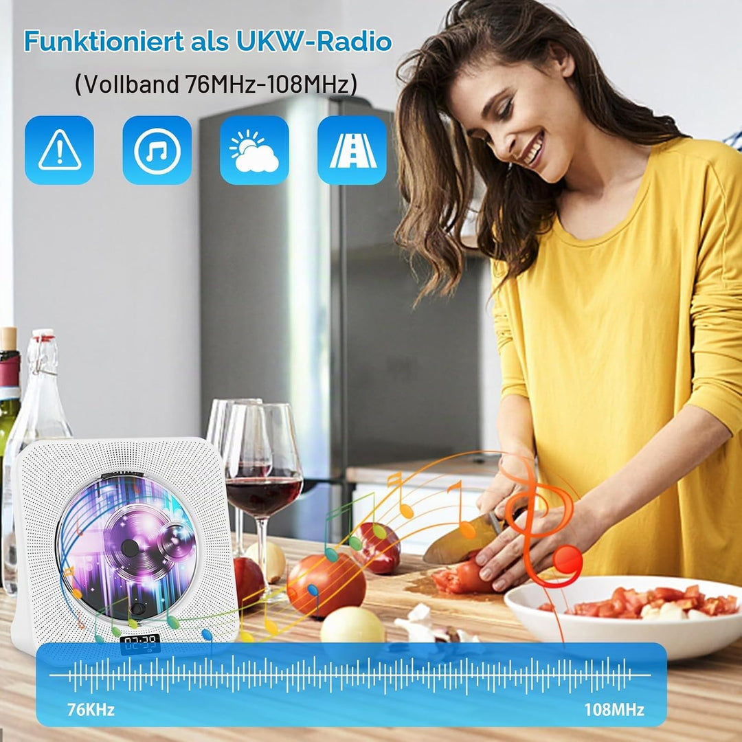 Gueray Desktop CD Player Bluetooth CD-Spieler mit Lautsprechern für Zuhause Tragbarer CD-Player mit