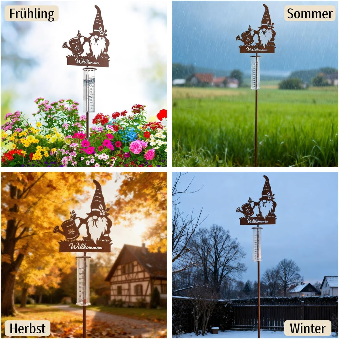 Regenmesser für Garten Dekorativer Niederschlagsmesser mit Erdspiess, Regenwassermesser Glas auf Gar