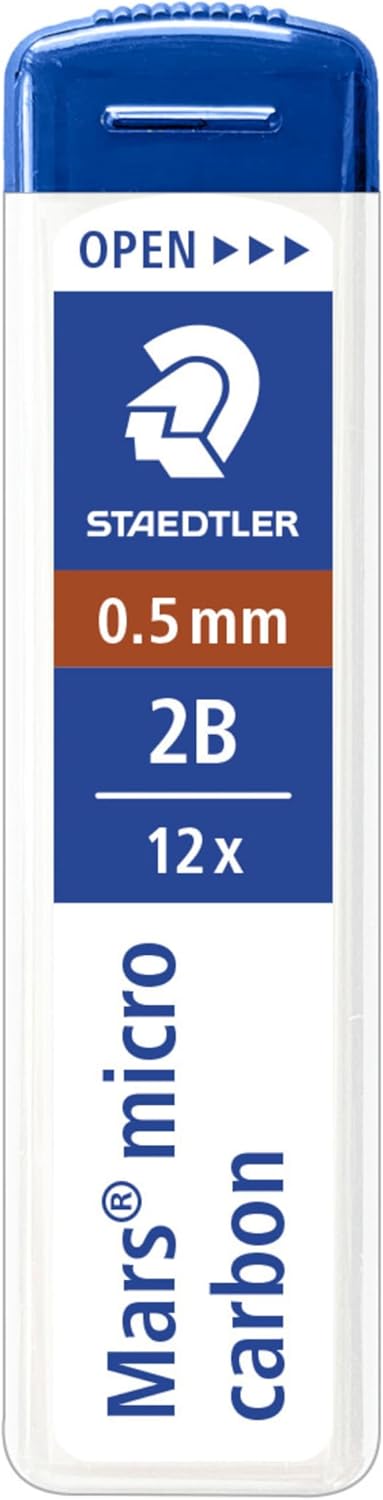 STAEDTLER 250 05-2B Mars Micro Feinminen, Minendurchmesser 0.5 mm, 2B, 12 Stück, graphitgrau