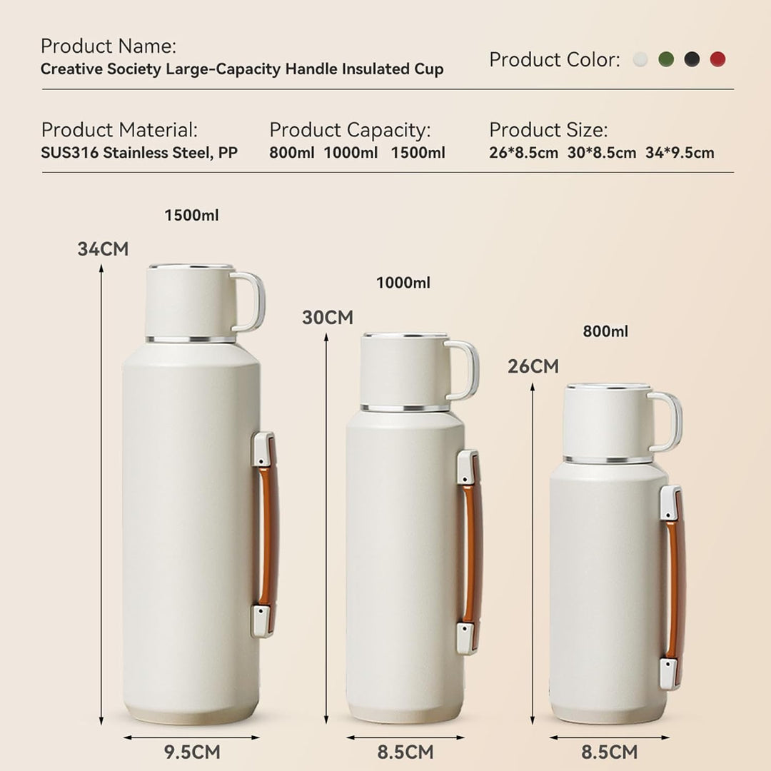 Simcat Vakuumisolierte Wasserflasche aus 316 Edelstahl, Thermoflasche (hält 24 Stunden), Reisebecher