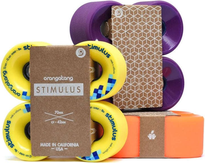 Orangatang Stimulus 70 mm Freeride Longboard Skateboard Wheels (Set of 4) Purple, 83a, Purple, 83a