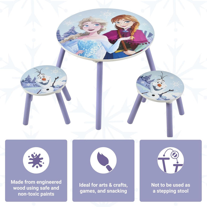 Disney Frozen Kindertisch und Stühle (2 Hocker im Lieferumfang enthalten), ideal für Kunst und Handw