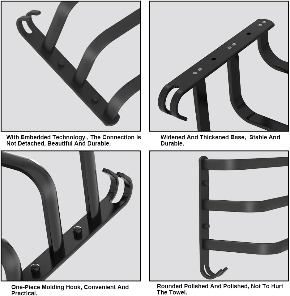 HONPHIER Handtuchhalter Bad 3 Tier Handtuchstange Badezimmer Aluminium Wand-handtuchhalter Handtuchh