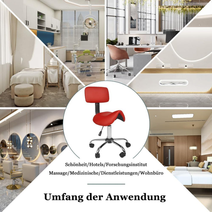 Mingone Bürohocker mit Rollen Sattelhocker mit Rückenlehne Drehhocker Arbeitsstuhl Ergonomisch Satte